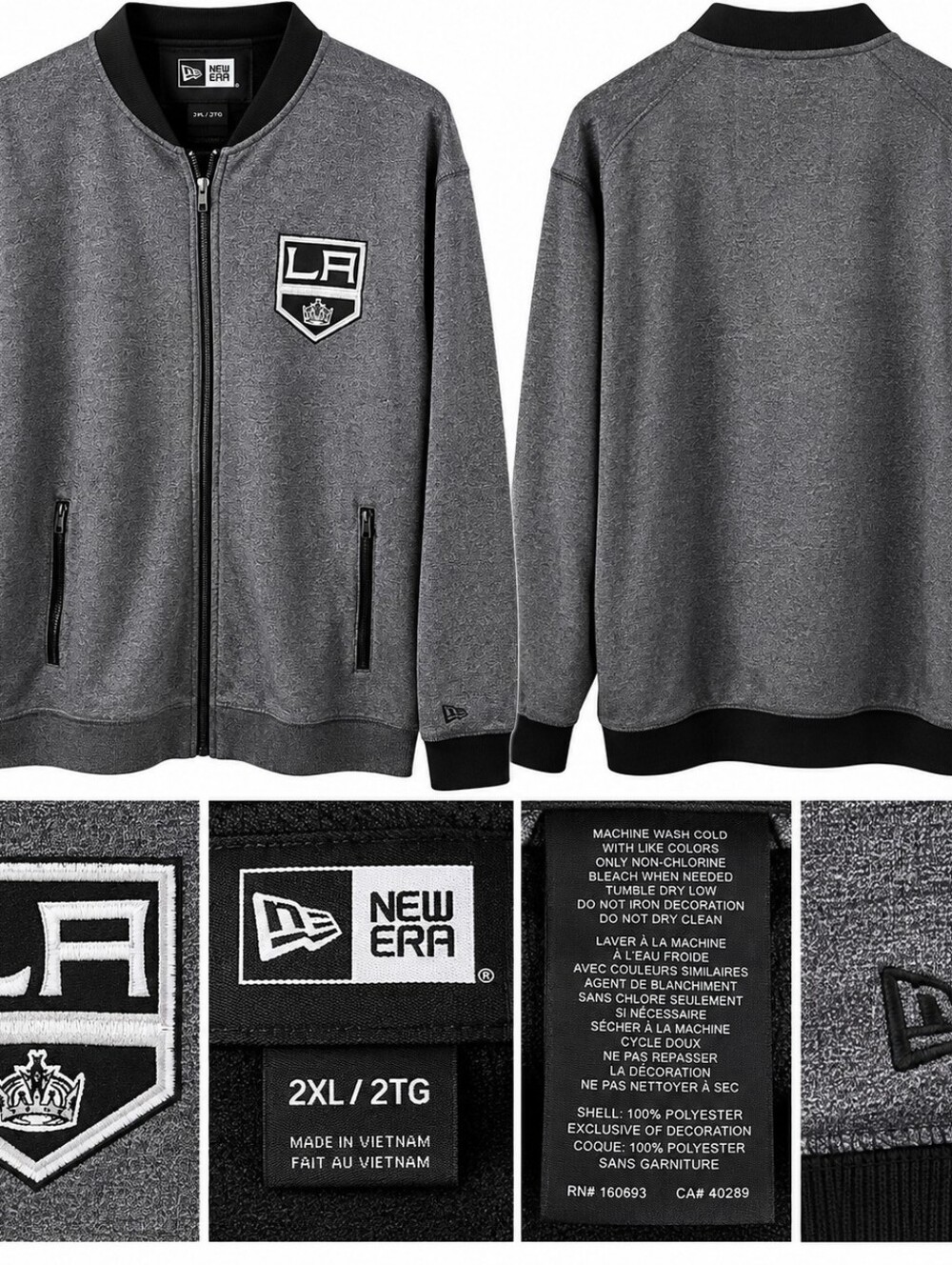 New Era Men’s Gray & Black LA Crest Zip Bomber Sweater